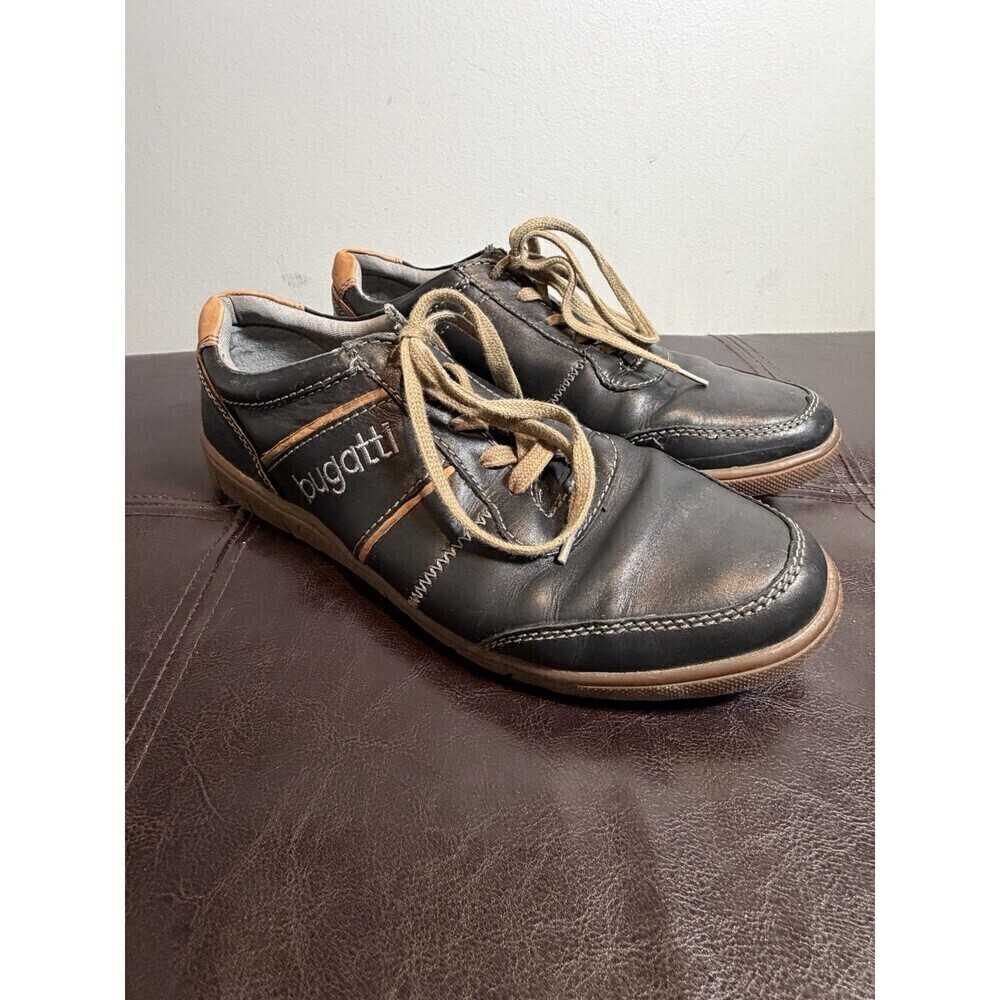 Bugatti Casual Men’s Shoes Brown Leather Tan Laces Orange Accents Sz 43 (10)